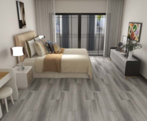 Boden Vinyl Plank in Icefields Parkway color, bedroom layout