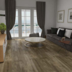 Boden Vinyl Plank in Jasper Sands color, living room layout