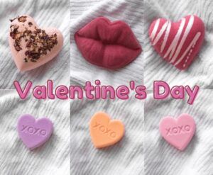 Valentine's Day bath bombs collage (made by Sugar & Salt Handmade, on TheLocalDealz.com)